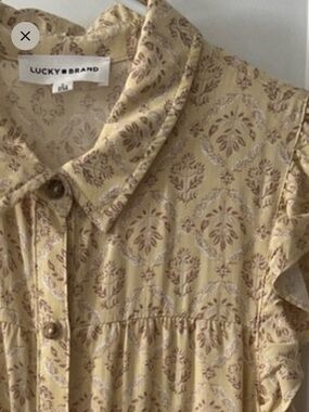 Lucky Brand Pale Yellow Floral Button-Front Midi Dress